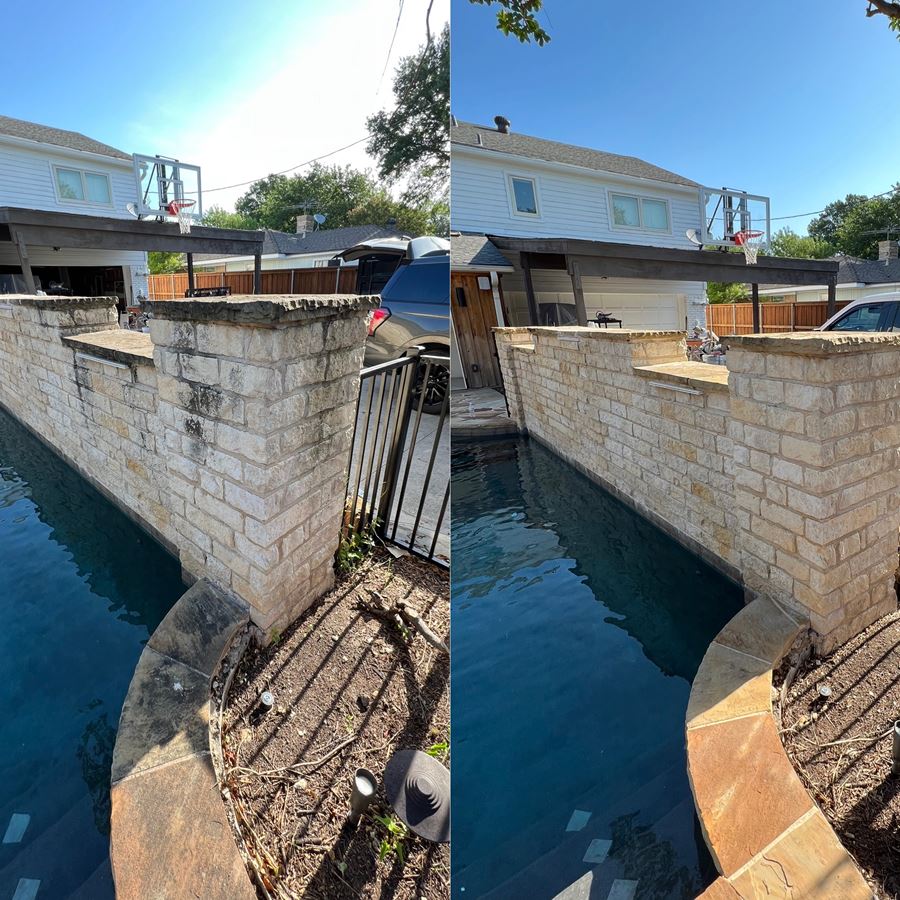 Pool Wall Softwash in Dallas, TX